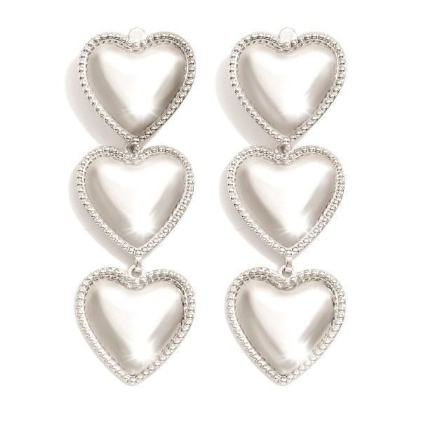 Wholesale linked Puffy Metal Hearts Post Drop Earrings L