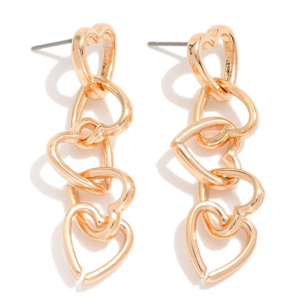 Wholesale linked Metal Hearts Post Drop Earrings L