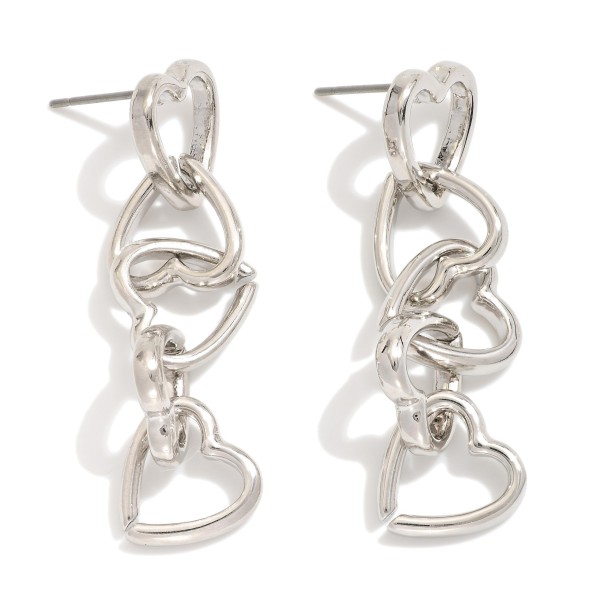 Wholesale linked Metal Hearts Post Drop Earrings L