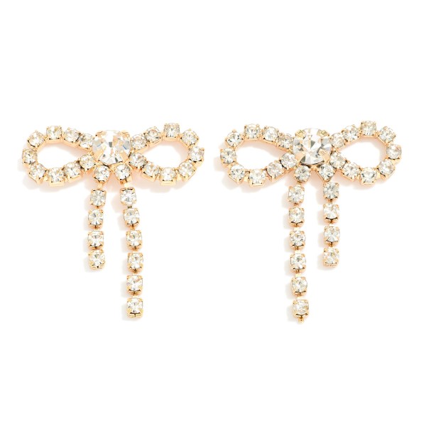 Wholesale rhinestone Studded Bow Post Drop Earrings L