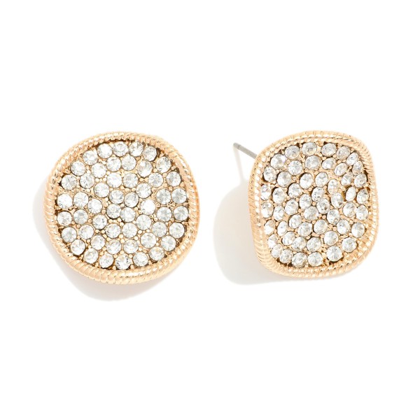 Wholesale pave Rhinestone Wavy Circle Post Drop Earrings L