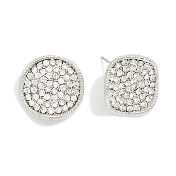 Wholesale pave Rhinestone Wavy Circle Post Drop Earrings L