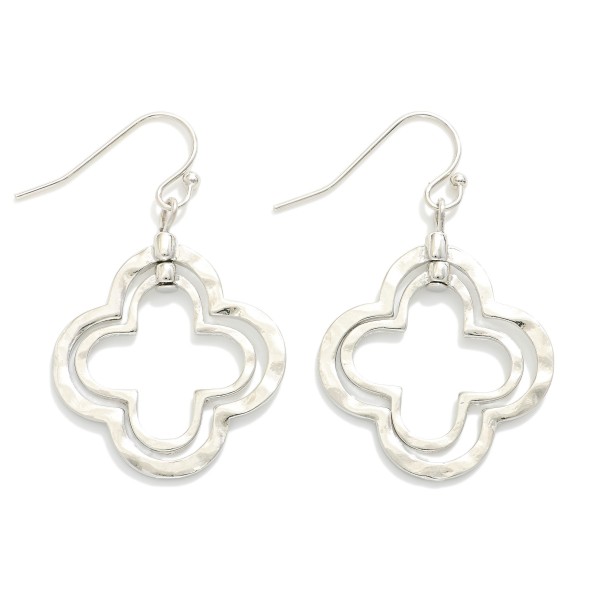 Wholesale nesting Hammered Metal Clovers Drop Earrings