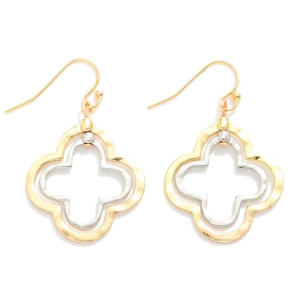 Wholesale nesting Hammered Metal Clovers Drop Earrings