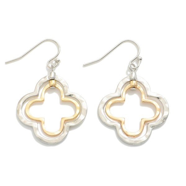 Wholesale nesting Hammered Metal Clovers Drop Earrings