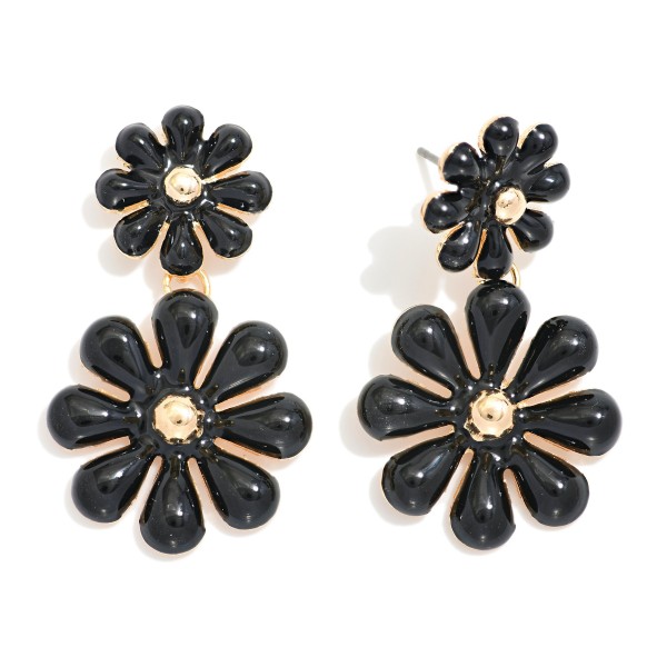 Wholesale linked Enamel Flowers Post Drop Earrings L