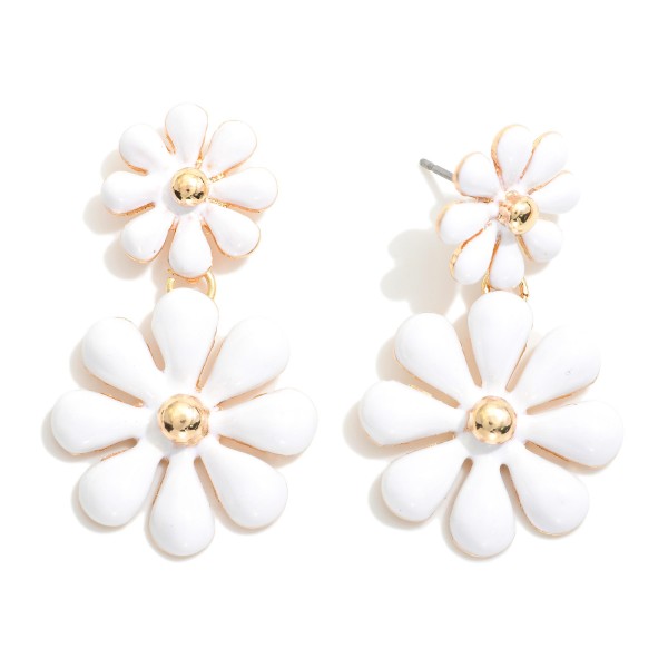 Wholesale linked Enamel Flowers Post Drop Earrings L