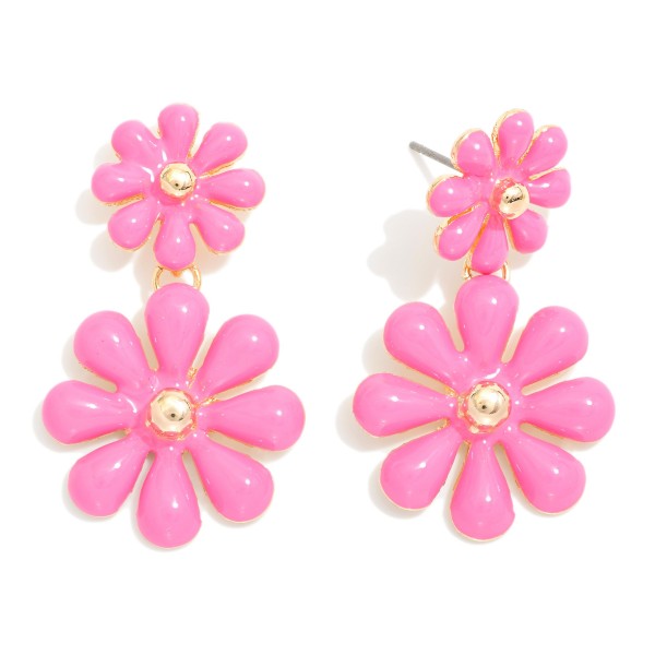 Wholesale linked Enamel Flowers Post Drop Earrings L