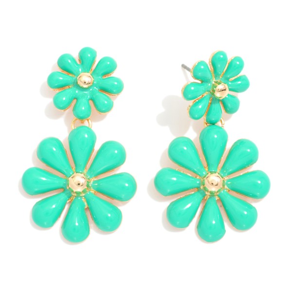 Wholesale linked Enamel Flowers Post Drop Earrings L