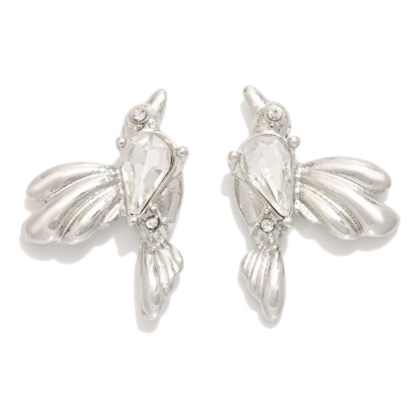 Wholesale metal Bird Stud Earrings Rhinestone Accent L