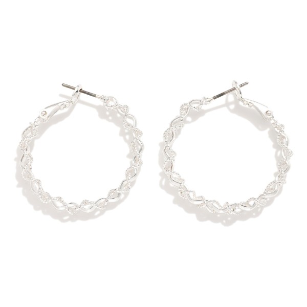 Wholesale intertwined Textured Metal Hoop Earrings Brass Base D