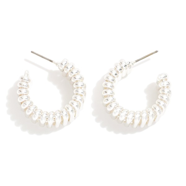 Wholesale metal Ribbed Hoop Earrings Brass Base D