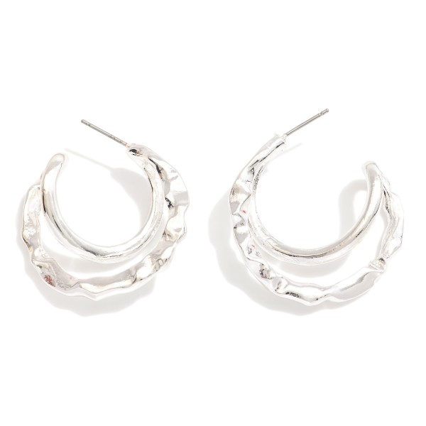 Wholesale twisted Hammered Metal Double Hoop Earrings D