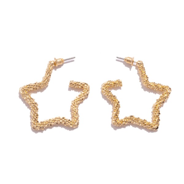 Wholesale textured Metal Star Hoop Earrings Brass Base D