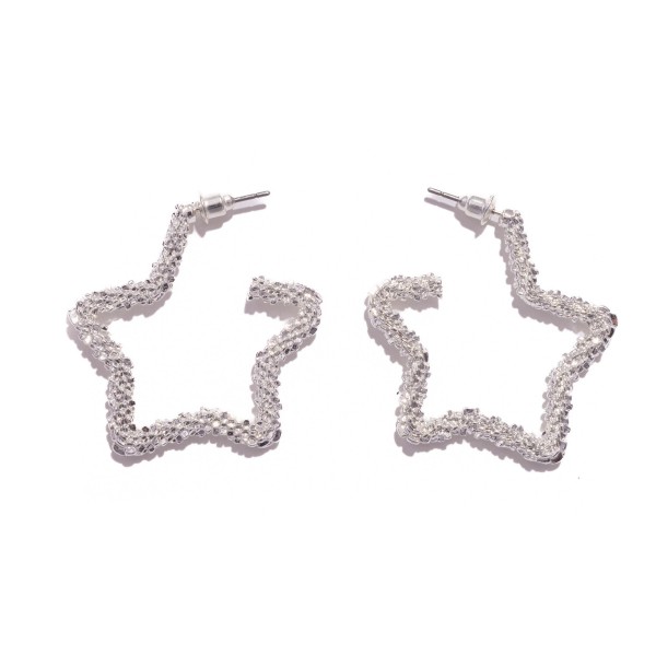 Wholesale textured Metal Star Hoop Earrings Brass Base D