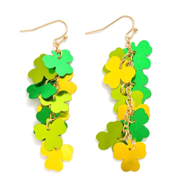 Wholesale linked Sequin Clover Drop Earrings L