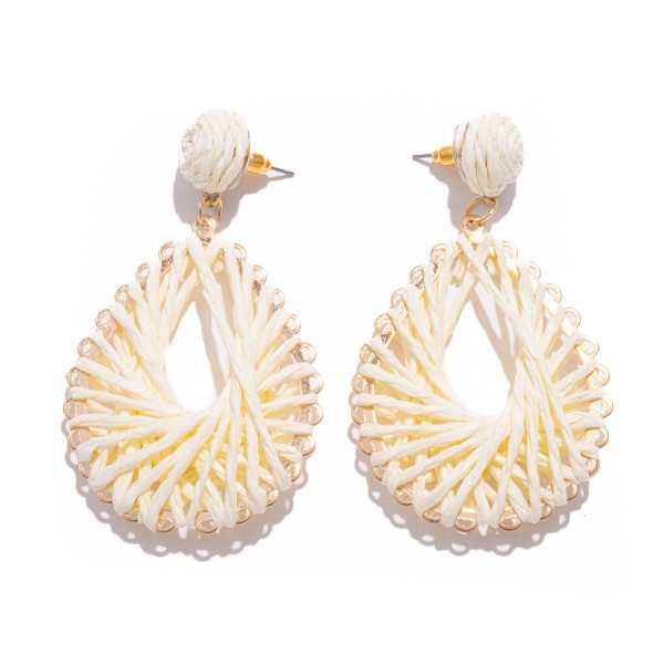 Wholesale raffia Teardrop Post Drop Earrings L