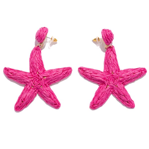 Wholesale raffia Starfish Post Drop Earrings L