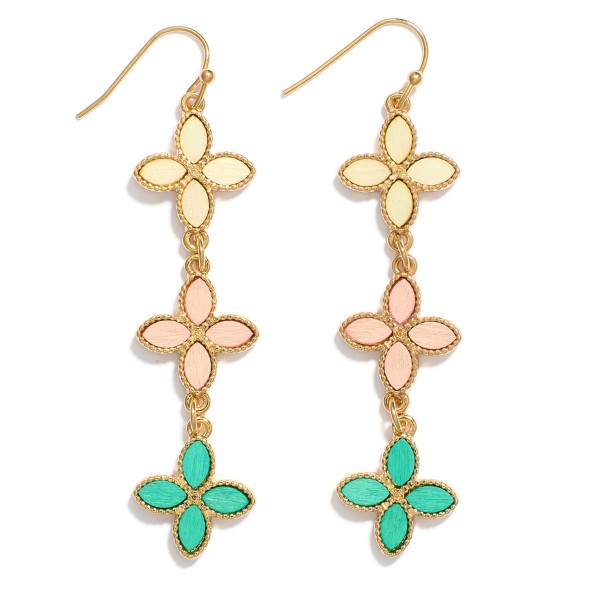 Wholesale linked Wooden Clovers Drop Earrings L