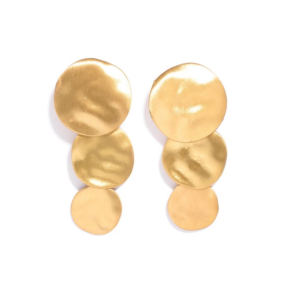 Wholesale linked Textured Metal Circle Post Drop Earrings L