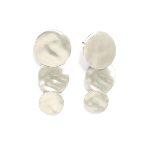 Wholesale linked Textured Metal Circle Post Drop Earrings L