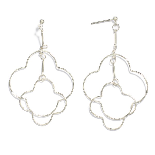 Wholesale nesting Linked Metal Clover Drop Earrings L