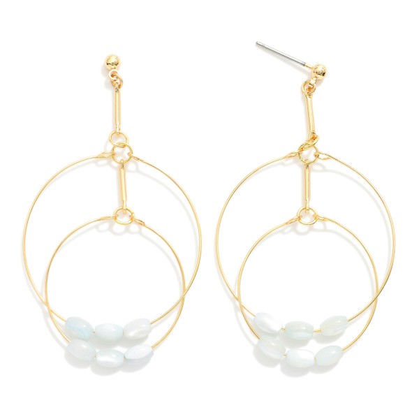 Wholesale linked Metal Hoop Drop Earrings Bead Details L