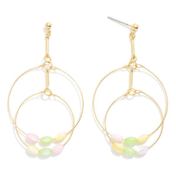 Wholesale linked Metal Hoop Drop Earrings Bead Details L