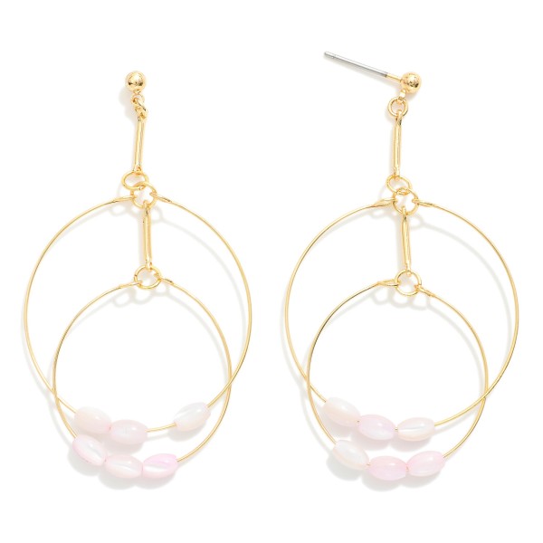 Wholesale linked Metal Hoop Drop Earrings Bead Details L