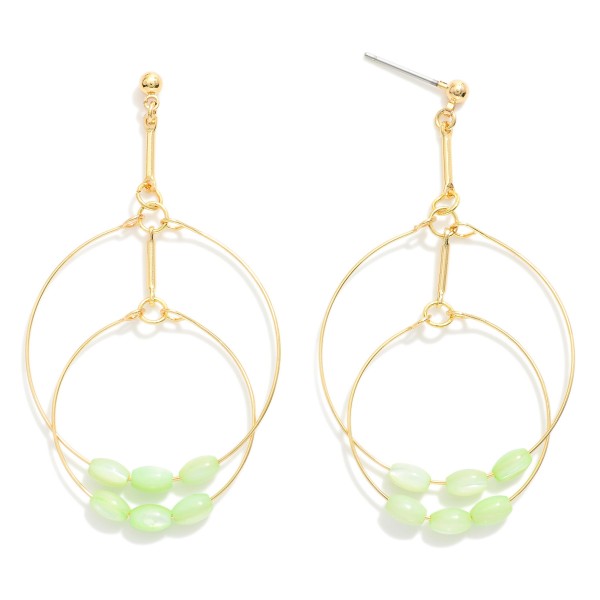 Wholesale linked Metal Hoop Drop Earrings Bead Details L