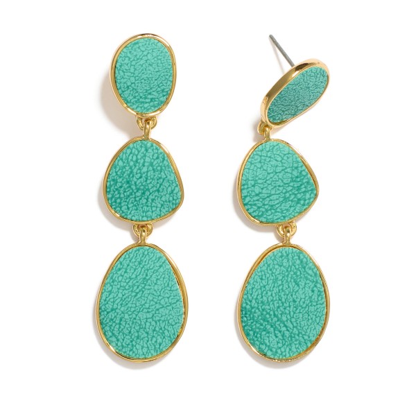 Wholesale linked Metal Geometric Drop Earrings Cracked Vegan Leather Detail L