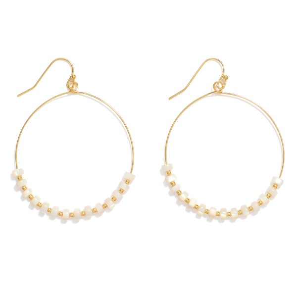 Wholesale metal Wire Hoop Drop Earrings Marbled Metal Beads L