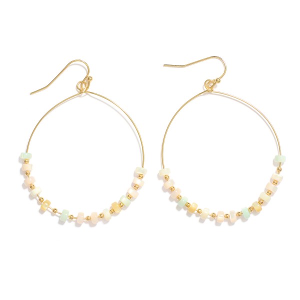 Wholesale metal Wire Hoop Drop Earrings Marbled Metal Beads L