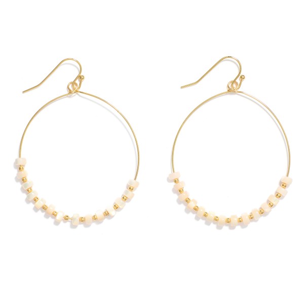 Wholesale metal Wire Hoop Drop Earrings Marbled Metal Beads L