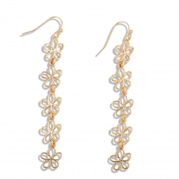 Wholesale long Linked Metal Flower Drop Earring