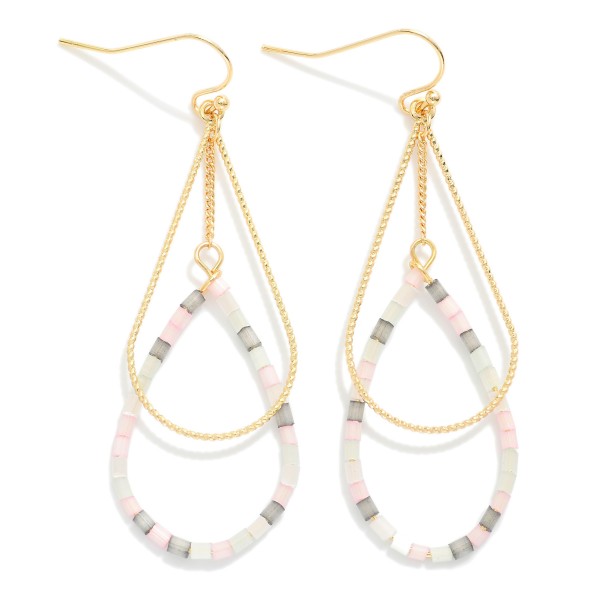 Wholesale layered Teardrop Hoop Beaded Wire Teardrop Drop Earrings L