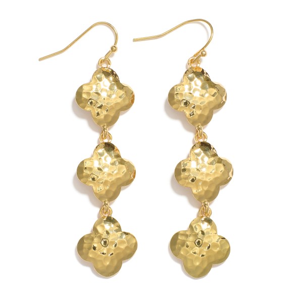 Wholesale linked Hammered Metal Clover Drop Earrings L