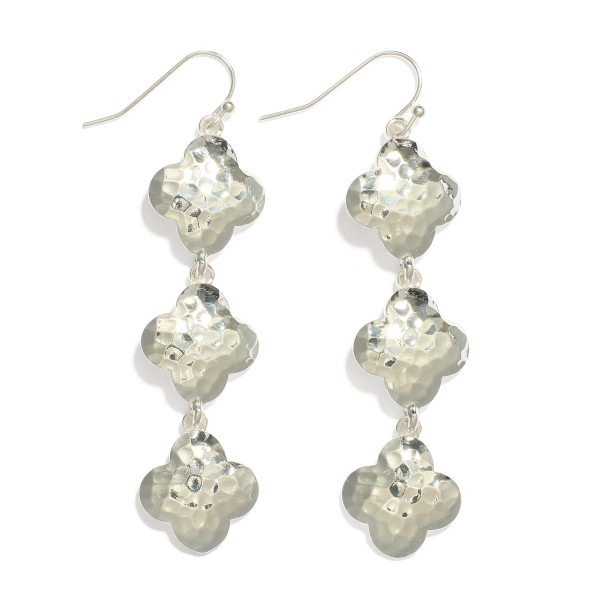 Wholesale linked Hammered Metal Clover Drop Earrings L