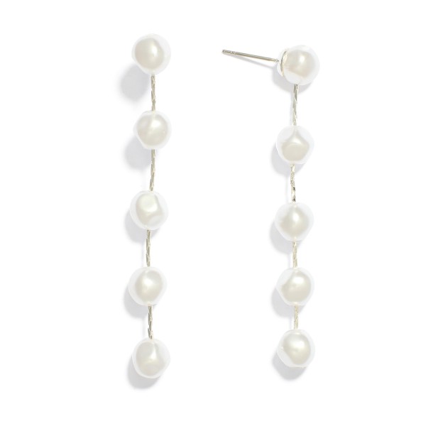 Wholesale pearl Beaded Cobra Chain Link Earrings L