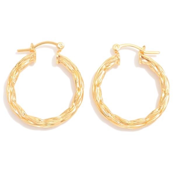 Wholesale textured Metal Tube Hoop Earrings D k Gold Hypoallergenic Made Brazil