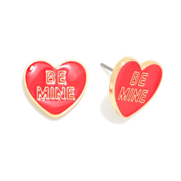 Wholesale bE MINE Enamel Heart Stud Earrings L