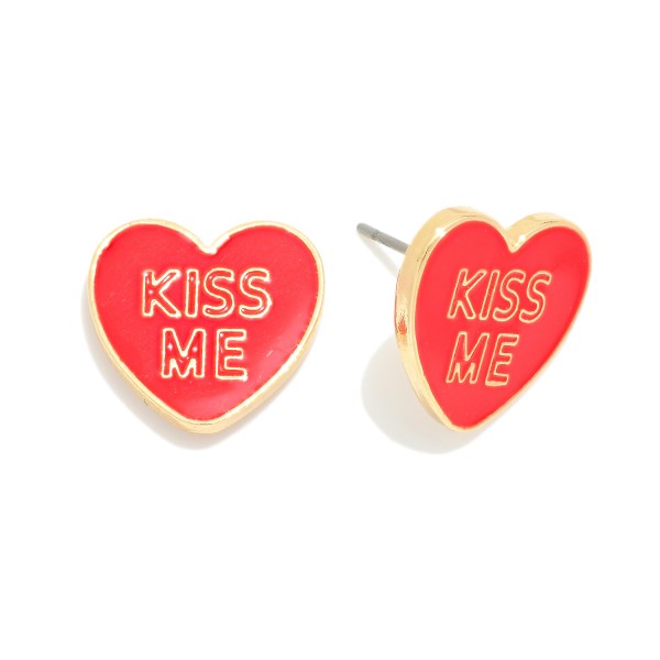Wholesale kISS ME Enamel Heart Stud Earrings L