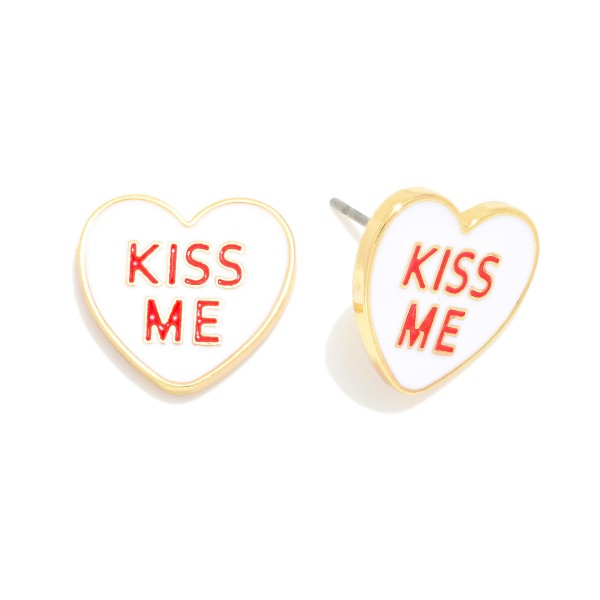 Wholesale kISS ME Enamel Heart Stud Earrings L
