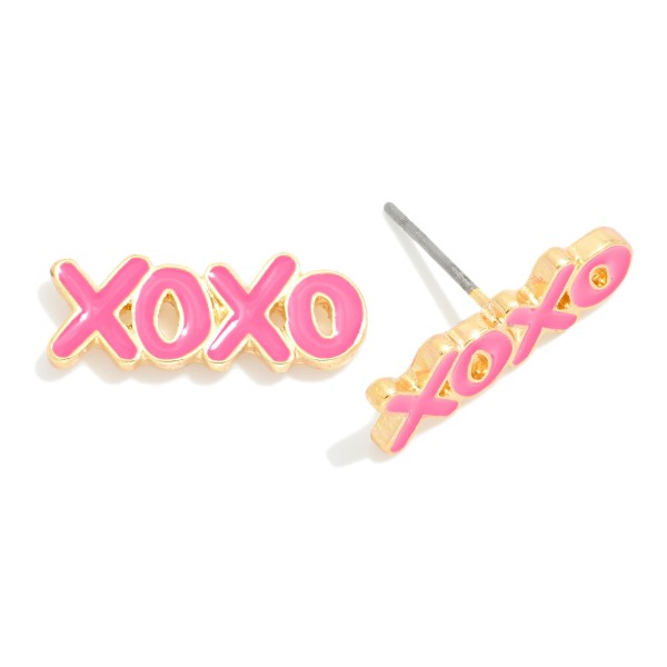 Wholesale xOXO Enamel Heart Stud Earrings L