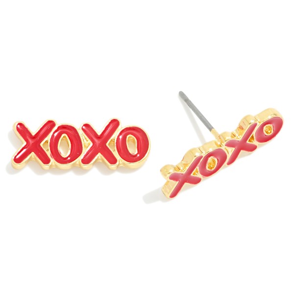 Wholesale xOXO Enamel Heart Stud Earrings L