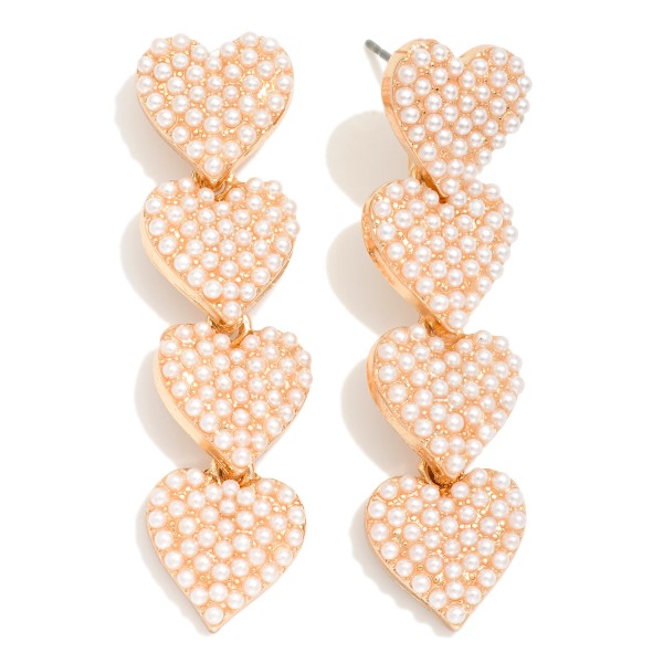 Wholesale linked Metal Pave Pearl Post Drop Earrings L