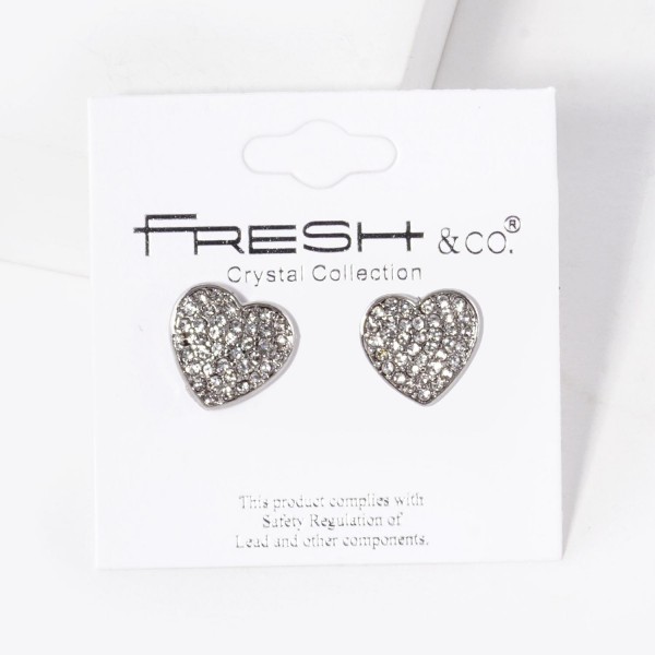 Wholesale pave Rhinestone Heart Stud Earrings L