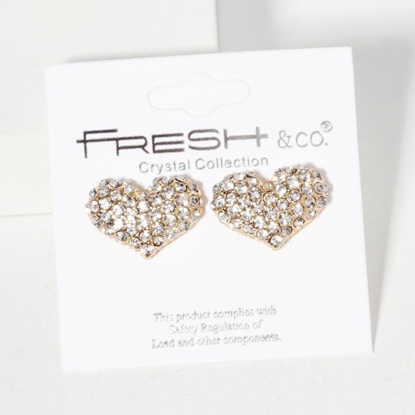 Wholesale pave Rhinestone Puffy Heart Stud Earrings L