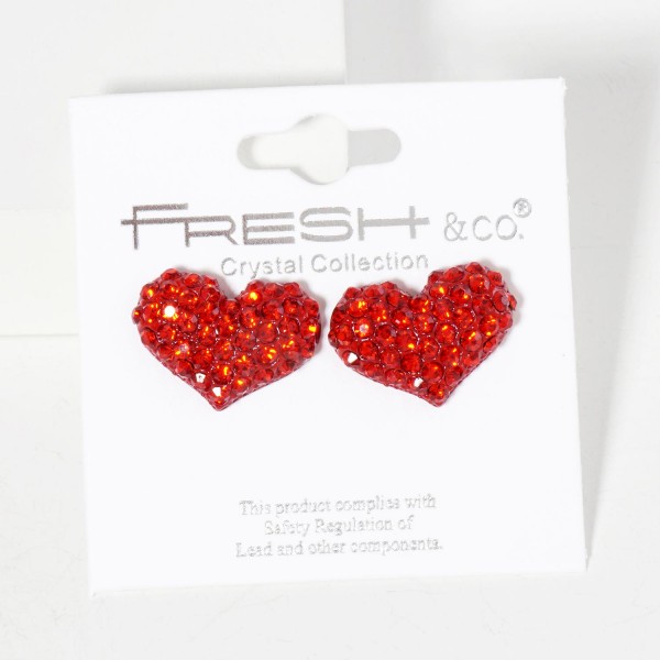 Wholesale pave Rhinestone Puffy Heart Stud Earrings L