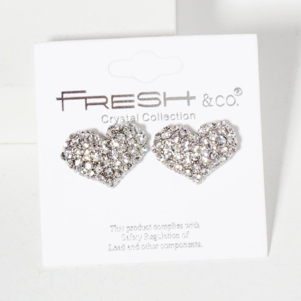 Wholesale pave Rhinestone Puffy Heart Stud Earrings L